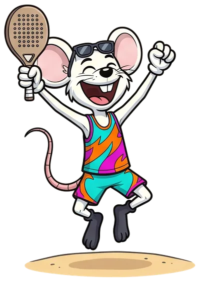Rato comemorando com a raquete